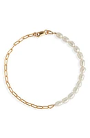 Nashelle Unity Genuine Freshwater Seed Pearl & Open Link Bracelet in Yellow Gold Fill at Nordstrom