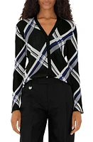 burberry Check Silk Jacquard Cardigan Black Ip at Nordstrom,