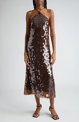 Saks Potts Polly Paillette Embellished Dress Brown Sequins at Nordstrom,