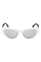 Moncler 53mm Mirrored Cat Eye Sunglasses in White /Smoke Mirror at Nordstrom