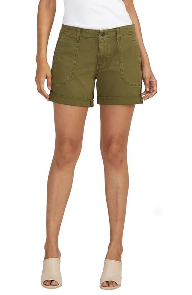 JAG Alex Safari Stretch Cotton Shorts Moss at Nordstrom,