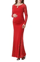 Kimi and Kai Bella Long Sleeve Maternity Maxi Dress Red at Nordstrom,