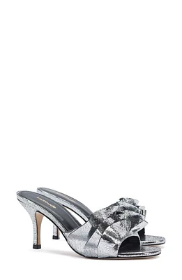 Larroudé Colette Ruffle Metallic Sandal Silver at Nordstrom,