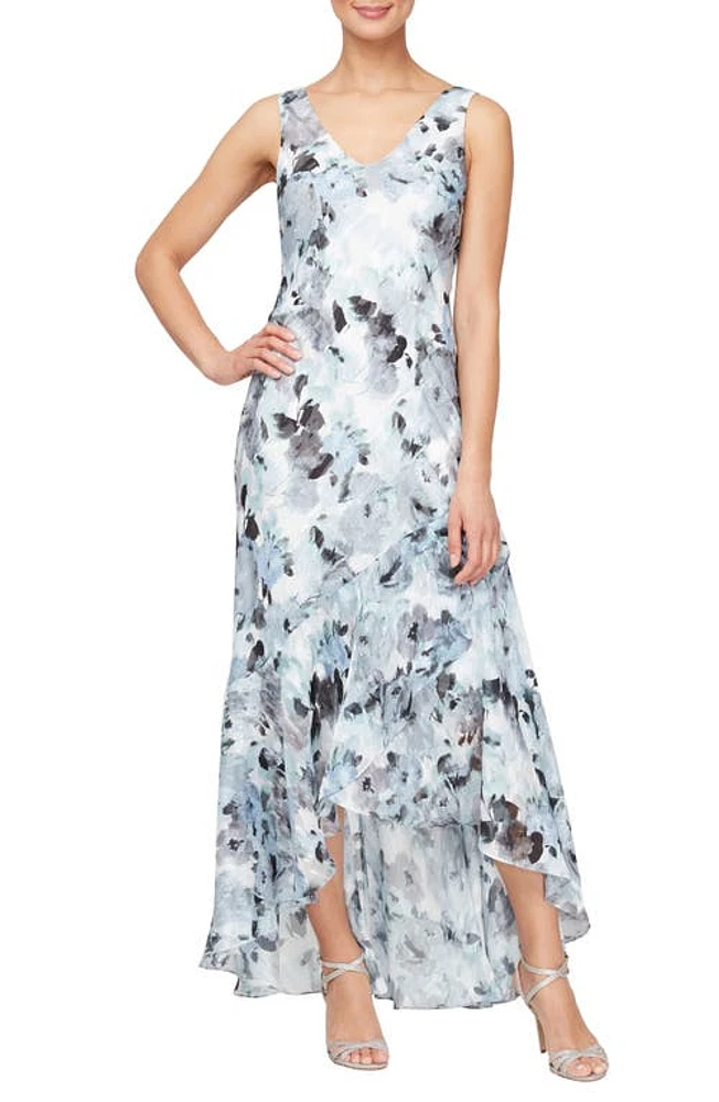 Alex Evenings Print Sleeveless Gown with Jacket Ivory Multi at Nordstrom,