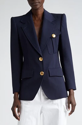 Alexander McQueen Military Wool Twill Jacket in Navy at Nordstrom, Size 2 Us