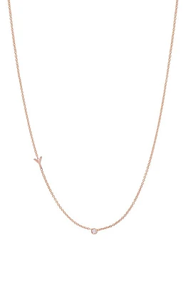 BYCHARI Asymmetric Initial & Diamond Pendant Necklace in 14K Rose Gold-Y at Nordstrom