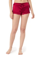 Etam Milky Lace Trim Silk Pajama Shorts Red at Nordstrom,