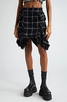 Sacai Plaid Asymmetric Hem Tweed Wrap Skirt in Black at Nordstrom, Size 3