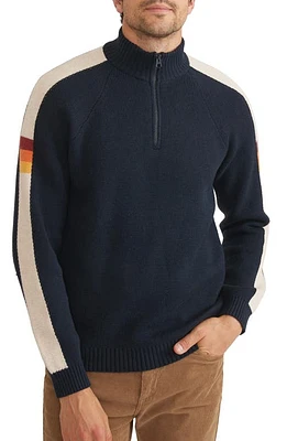 Marine Layer Archive Armas Quarter Zip Sweater Navy/Cream Stripe at Nordstrom,