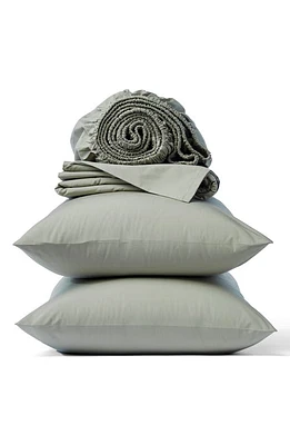 Coyuchi Crinkled Organic Cotton Percale Sheet Set in Sage at Nordstrom