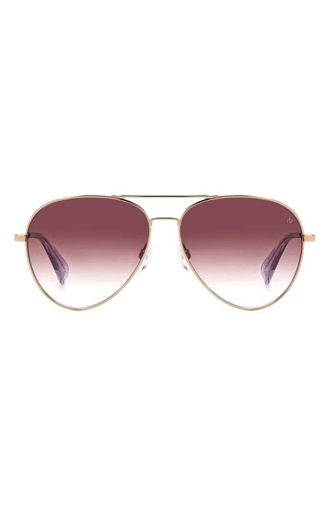 rag & bone 59mm Aviator Sunglasses in Red Gold/Burgundy Shaded at Nordstrom