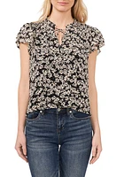 CeCe Floral Print Flutter Sleeve Top at Nordstrom,