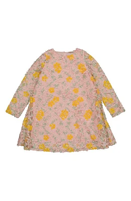 THE NEW Kids' Krystal Floral Embellished Long Sleeve Dress White Swan at Nordstrom,