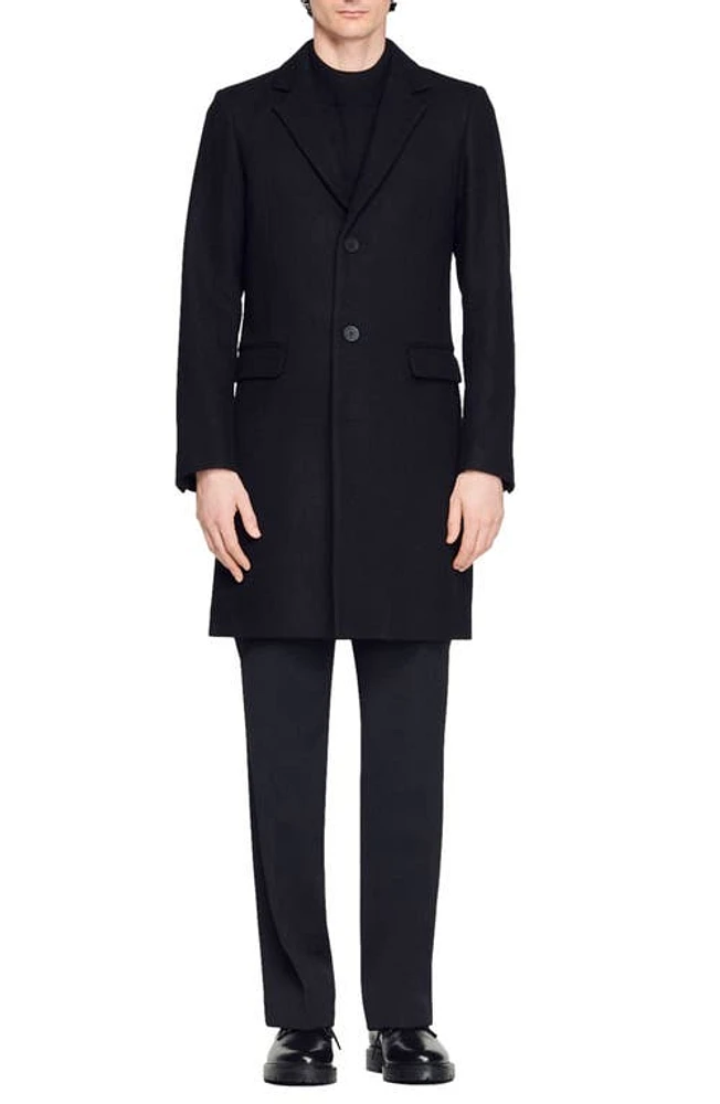 sandro Apollo Wool Blend Coat Black at Nordstrom,