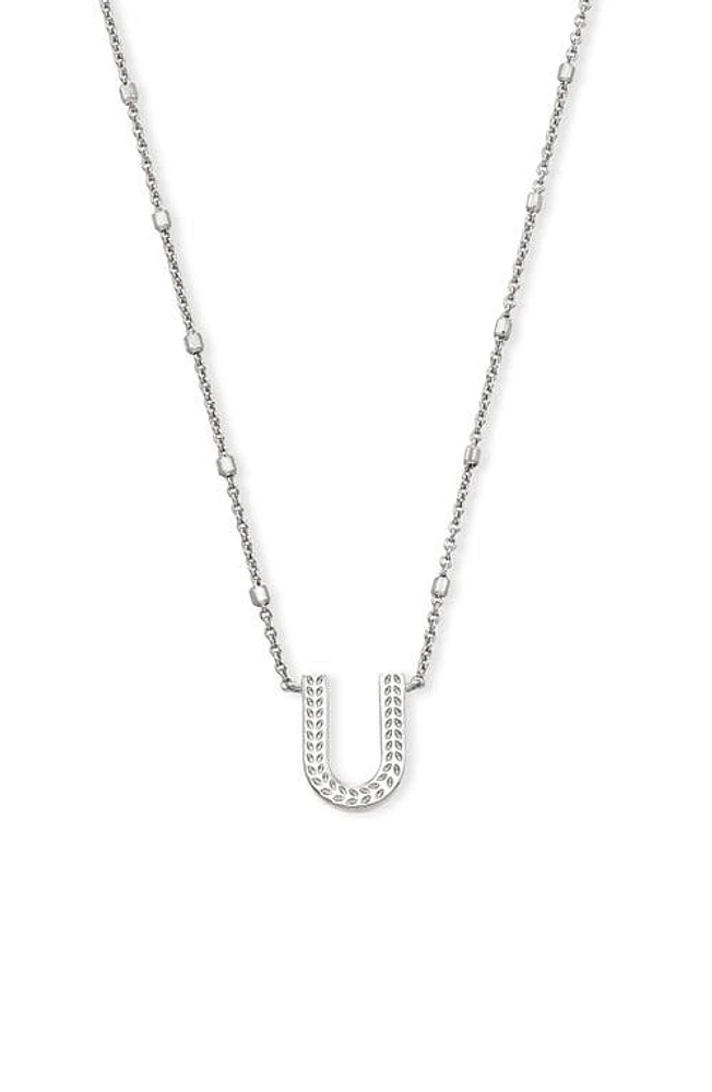 Kendra Scott Initial Pendant Necklace in Rhodium Metal-U at Nordstrom