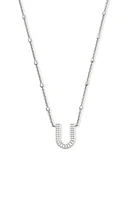 Kendra Scott Initial Pendant Necklace in Rhodium Metal-U at Nordstrom