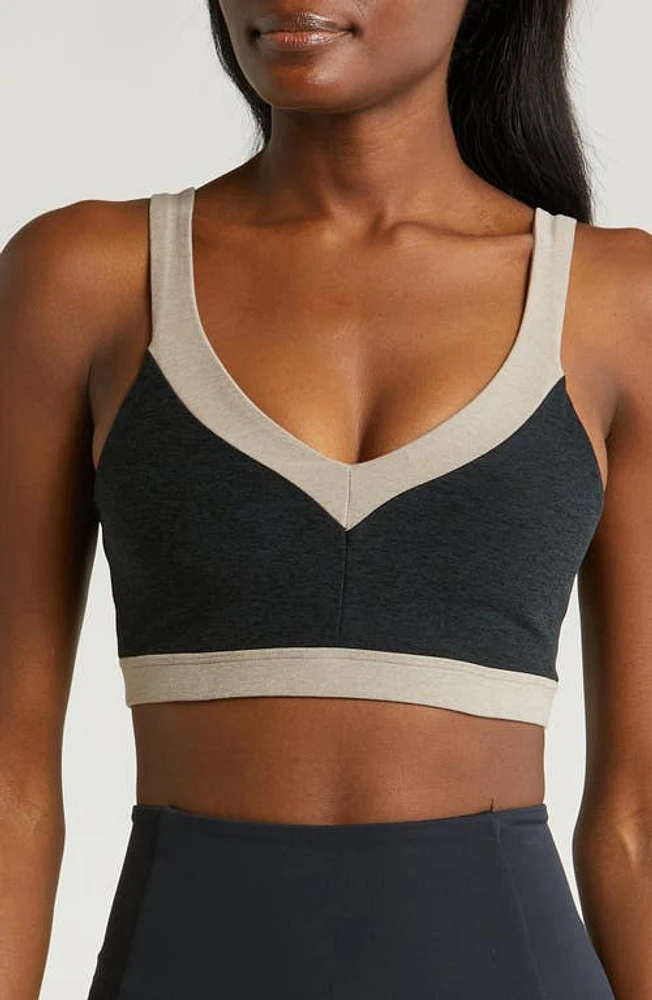 Beyond Yoga Topline Space Dye Sports Bra Darkest Night/Birch at Nordstrom,