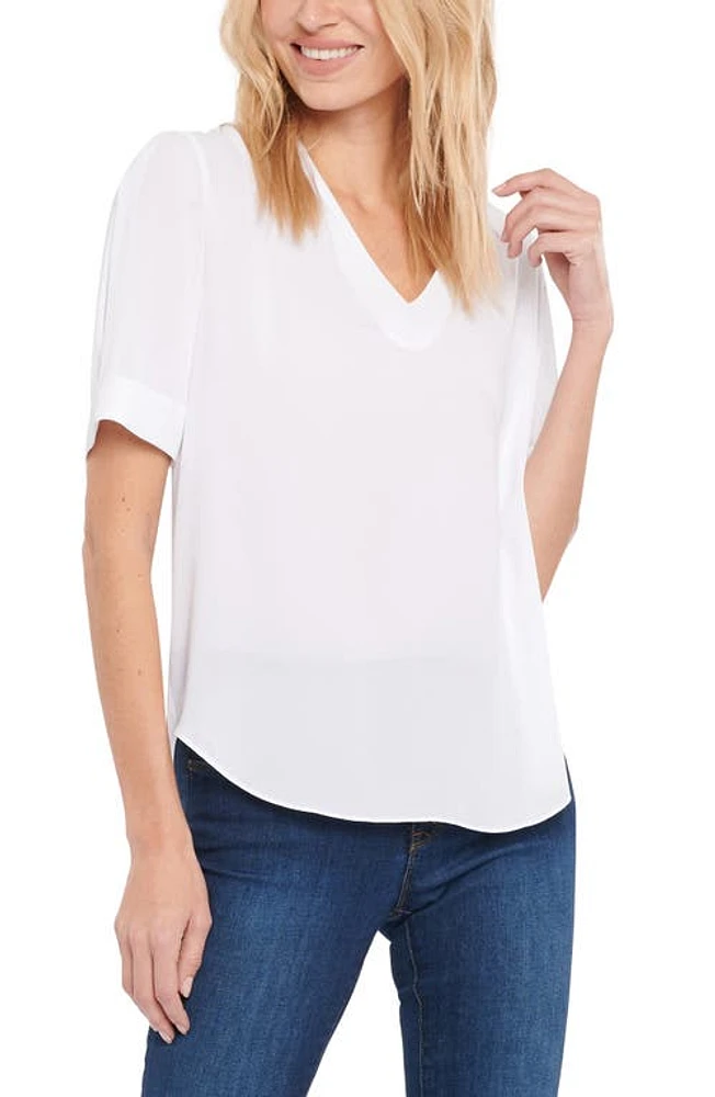 NYDJ Charming V-Neck Top Optic White at Nordstrom,