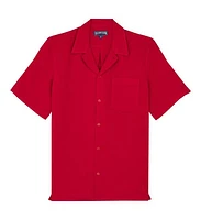 Vilebrequin Men's Linen Solid Bowling Shirt in Moulin Rouge at Nordstrom