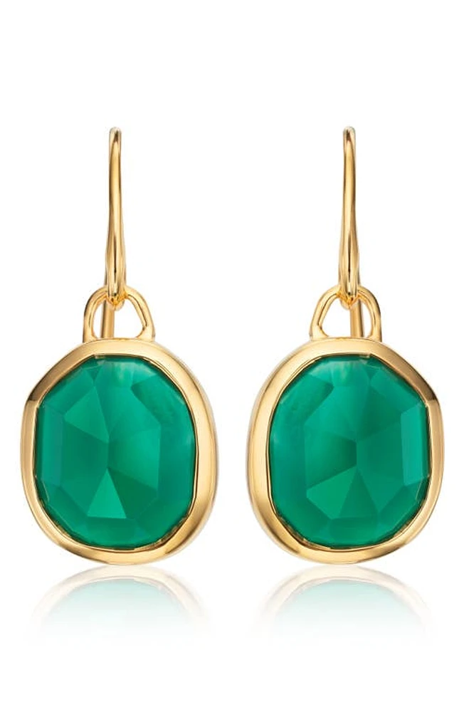 Monica Vinader Siren Bezel Set Drop Earrings in Gold/Green Onyx at Nordstrom