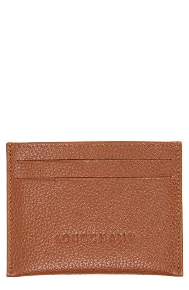 Longchamp Le Foulonné Leather Card Case in Caramel at Nordstrom