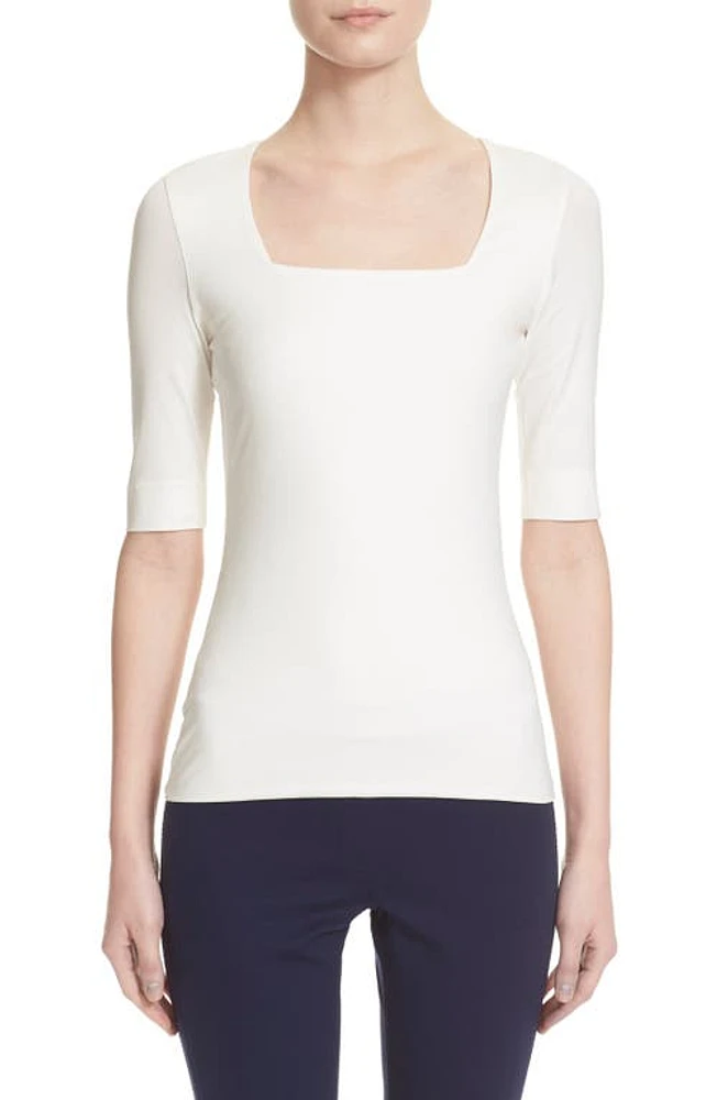 Akris punto Square Neck Jersey Tee Off White at Nordstrom,