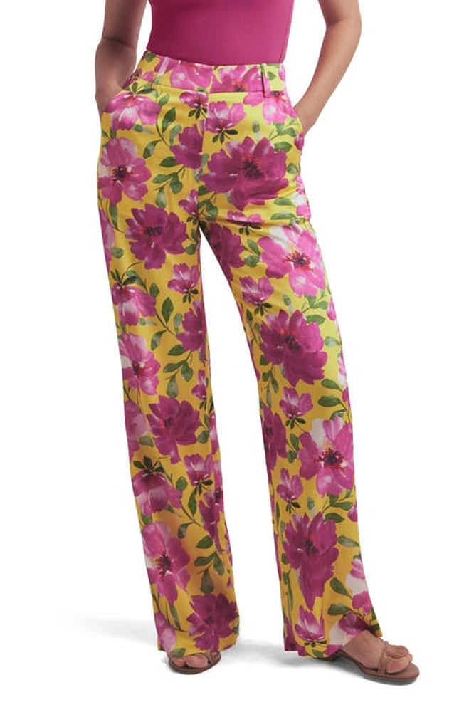 Favorite Daughter The Fiona Floral Satin Pants Bold Camellia at Nordstrom,