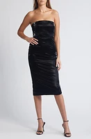 Mistress Rocks Strapless Midi Body-Con Dress Black at Nordstrom,