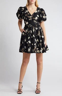 Chelsea28 Floral Puff Sleeve Cotton Dress at Nordstrom,