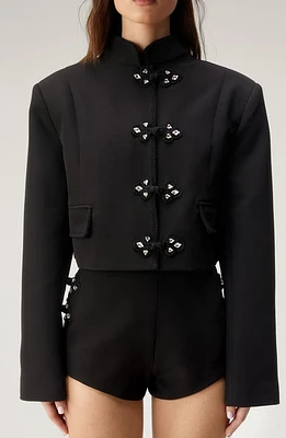 NASTY GAL Embellished Crop Jacket Black at Nordstrom,