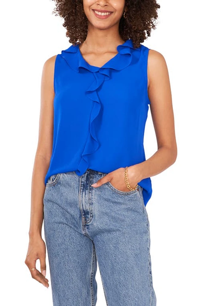 Vince Camuto Ruffle Neck Sleeveless Georgette Blouse at Nordstrom,