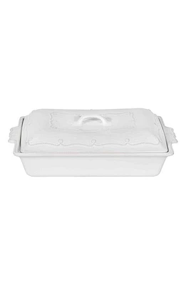 Juliska Berry & Thread 13-Inch Rectangular Ceramic Baking Dish with Lid in Whitewash at Nordstrom