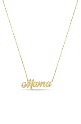 Zoë Chicco Mama Script Pendant Necklace in 14K Yellow Gold at Nordstrom, Size 18