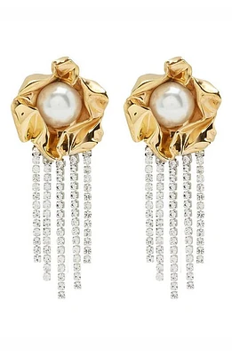 Sterling King Titania Imitation Pearl & Crystal Fringe Earrings in Gold at Nordstrom