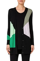 Akris punto Colorblock Intarsia Virgin Merino Wool Cardigan 956 Black-Multicolor at