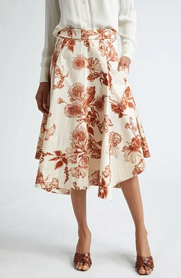 Jason Wu Collection Botanical Print Handkerchief Hem Midi Skirt Calico /Rust at Nordstrom,