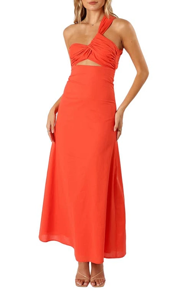 Petal & Pup Luna One-Shoulder Cutout Maxi Dress Tangerine at Nordstrom,