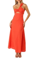 Petal & Pup Luna One-Shoulder Cutout Maxi Dress Tangerine at Nordstrom,