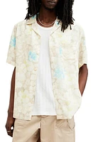 AllSaints Nevada Floral Print Camp Shirt Wicker White at Nordstrom,