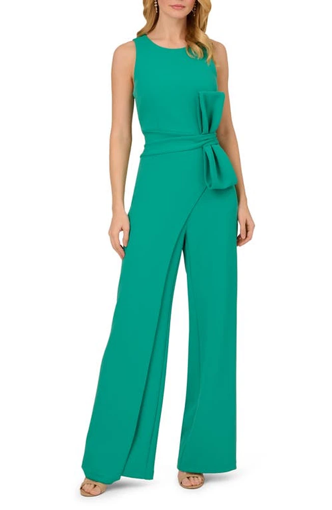 Adrianna Papell Bow Detail Sleeveless Wide Leg Jumpsuit Botanic Green at Nordstrom,