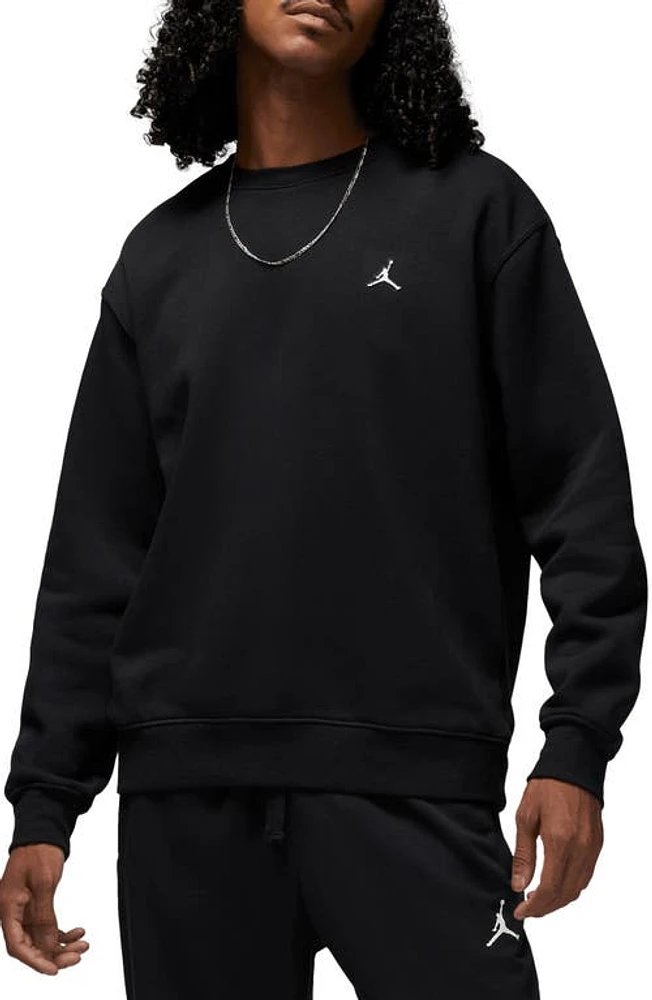 Jordan Fleece Crewneck Sweatshirt in Black/White at Nordstrom, Size X-Small