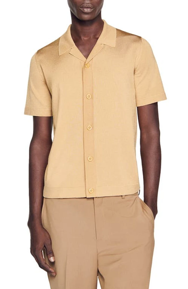 sandro Button-Up Shirt Champagne at Nordstrom,