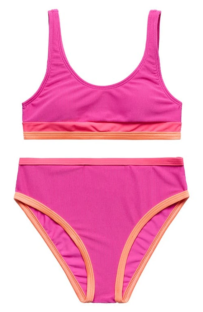 Beach Lingo Strawberry Fields Colorblock Two-Piece Swimsuit Pink at Nordstrom,