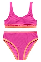 Beach Lingo Strawberry Fields Colorblock Two-Piece Swimsuit Pink at Nordstrom,