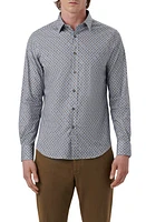 Bugatchi Julian Shaped Fit Foulard Print Stretch Cotton Button-Up Shirt Air Blue at Nordstrom,