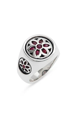 Good Art Hlywd Men's Small Club Ruby Flower Signet Ring Silver at Nordstrom,