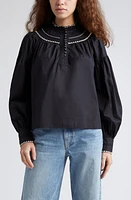 Ulla Johnson Lennie Embroidered Top Noir at Nordstrom,