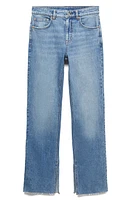 MANGO Slit Hem Flare Jeans Medium Blue at Nordstrom,