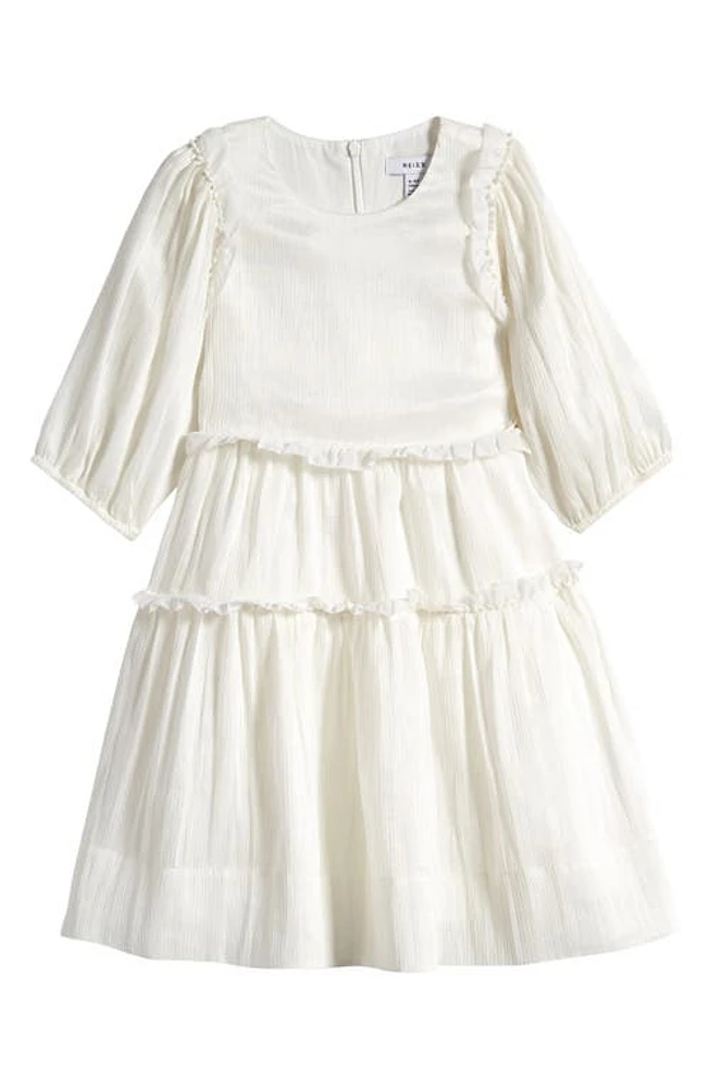 Reiss Kids' Tash Tiered Linen Blend Dress Ivory at Nordstrom,