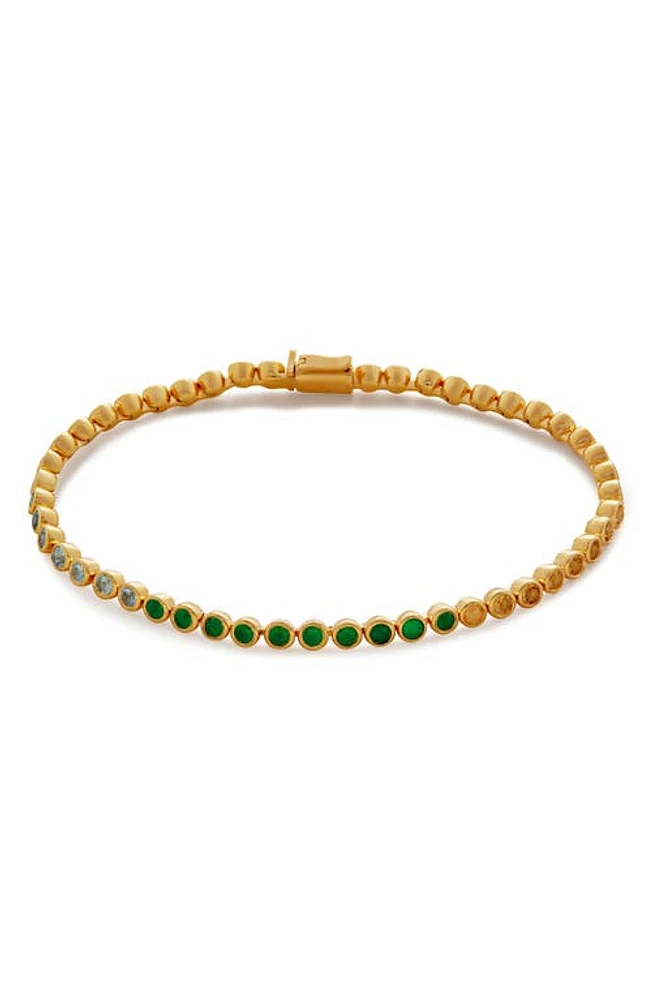 Monica Vinader Rainbow Stone Tennis Bracelet in 18K Gold Vermeil/Mixed Stones at Nordstrom, Size Medium